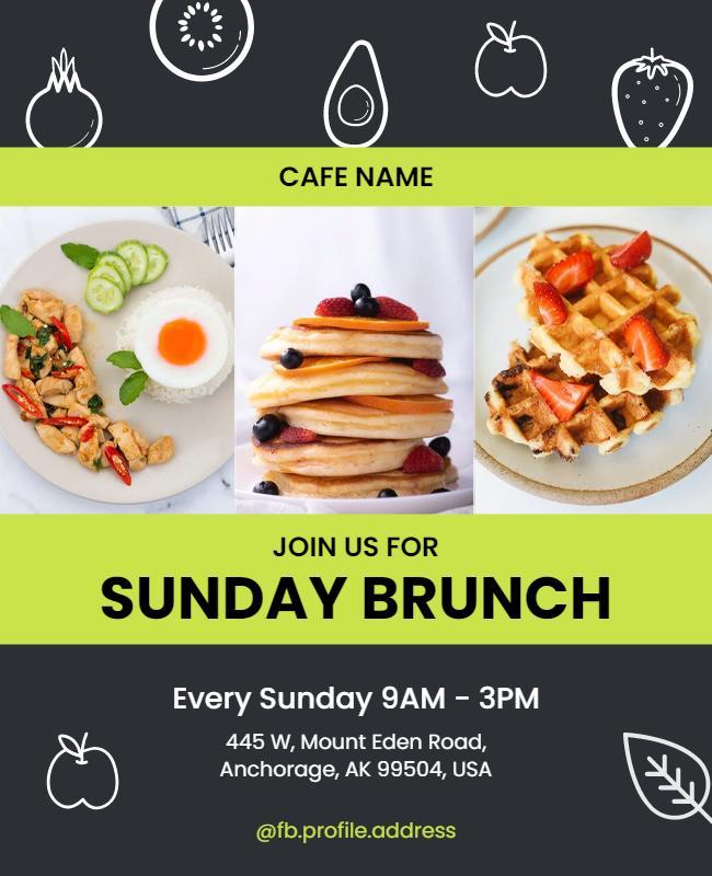 Sunday Brunch Event Flyer with Delicious Food Images Template