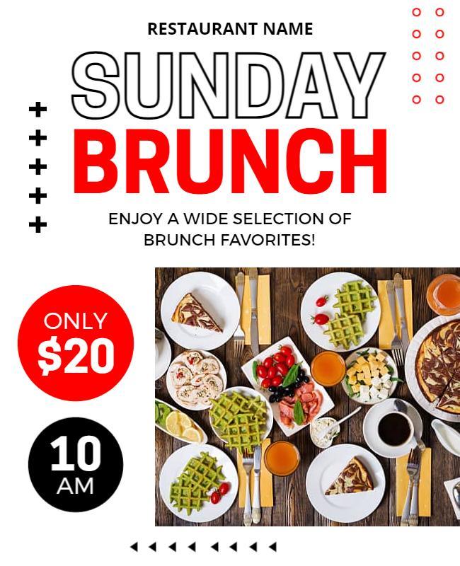 Bold Red Sunday Brunch Special Offer Flyer Template