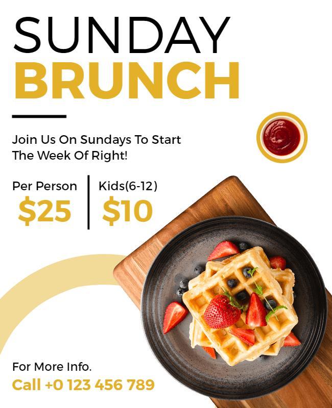 Sunday Brunch Promo with Waffle Image Flyer Template