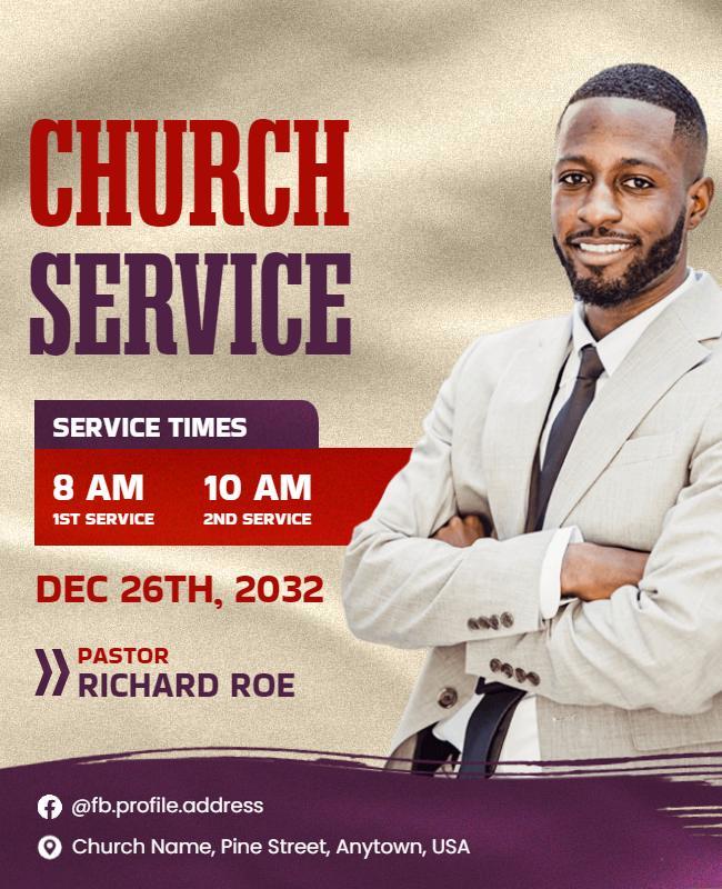 Sunday Church Service Announcement Flyer Template