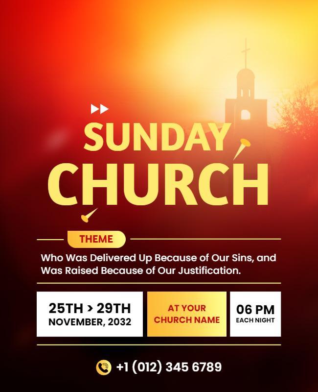 Sunday Church Service Event Flyer Template