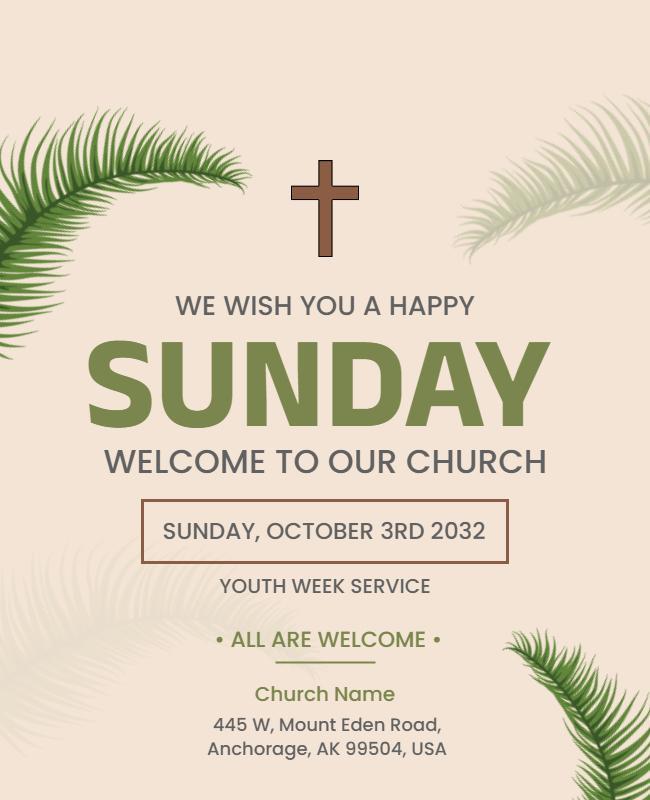 Sunday Church Service Invitation Flyer Template