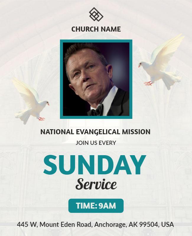 Sunday Evangelical Church Service Flyer Template