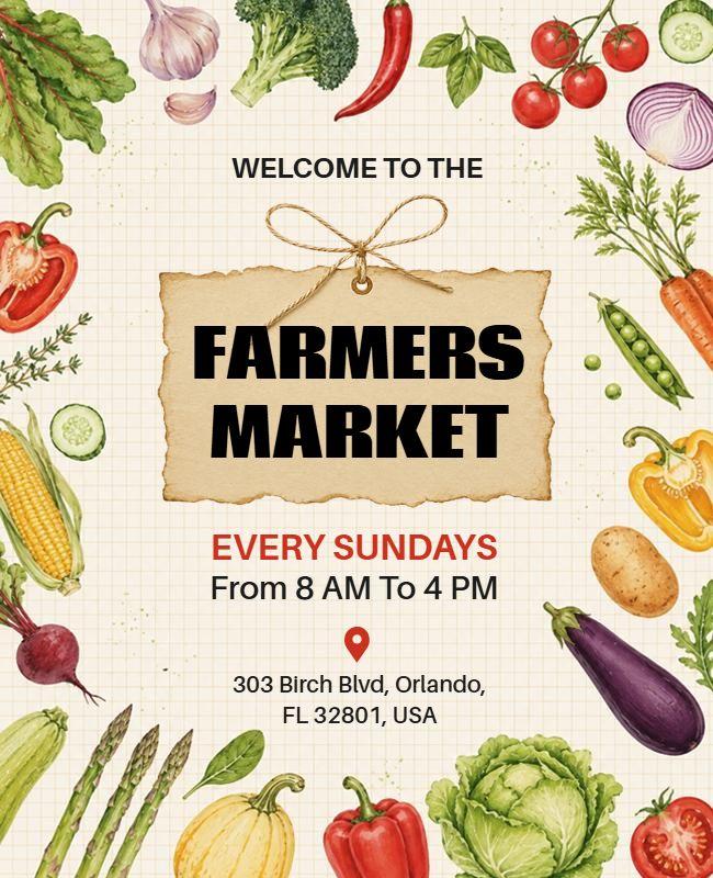 Sunday Farmers Market Promotion Poster Template