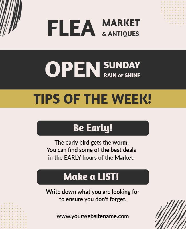 Sunday Flea Market and Antiques Event Flyer Template