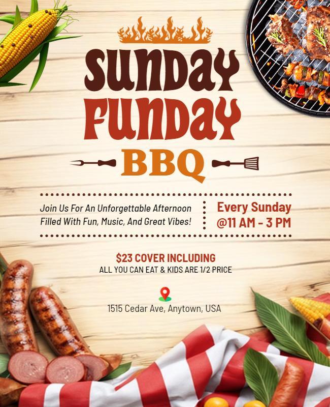 Sunday Funday BBQ Celebration Flyer Template