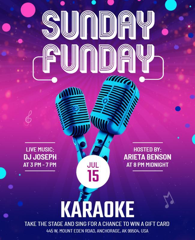 Sunday Funday Karaoke Event Flyer Template