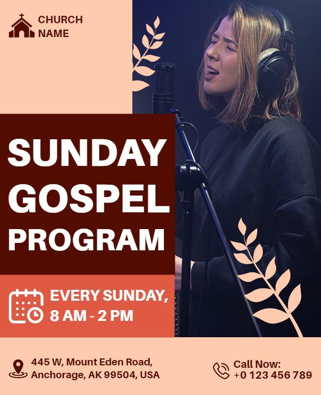 Sunday Gospel Program Church Event Flyer Template