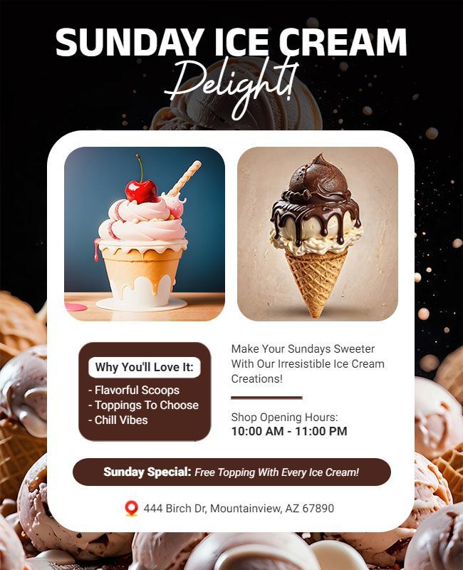 Sunday Ice Cream Experience Flyer Template