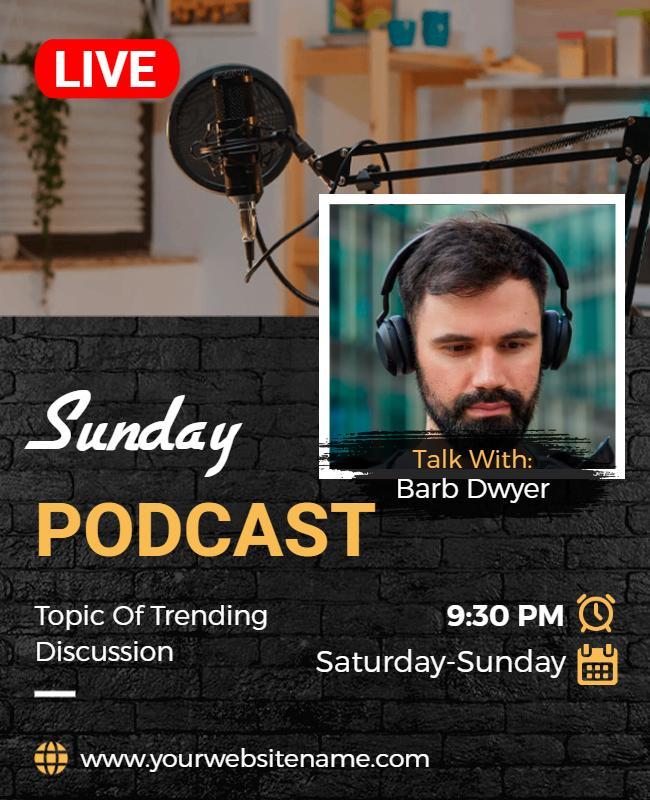 Sunday Live Podcast Discussion Flyer Template