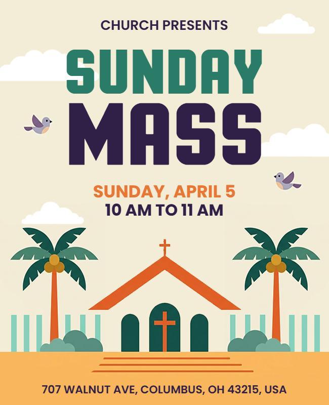 Sunday Mass Church Event Poster Template