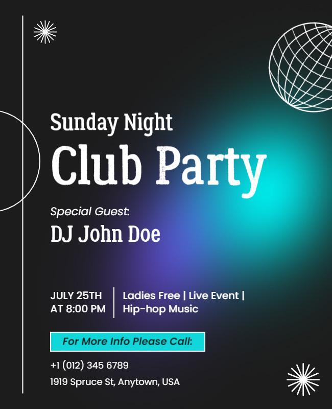 Sunday Night Club Party Event Flyer Template