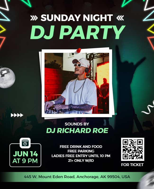 Sunday Night DJ Party Event Flyer Template