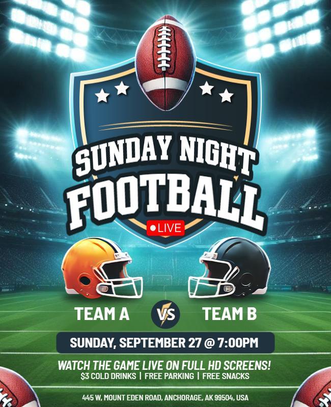 Sunday Night Football Game Flyer Template