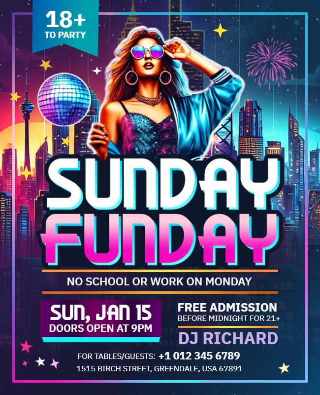 Sunday Night Party Celebration Flyer Template