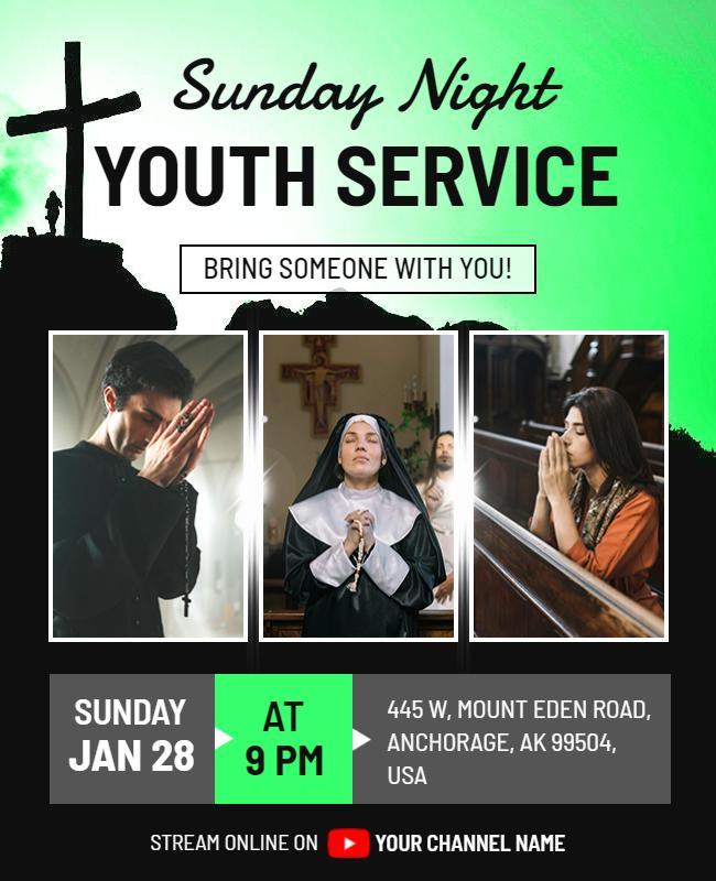 Sunday Night Youth Service Event Flyer Template