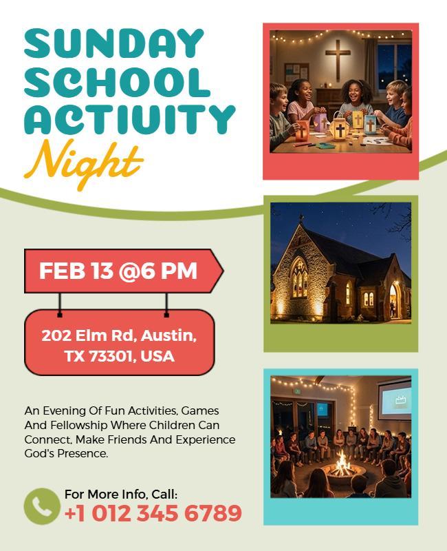 Sunday School Activity Night Event Flyer Template