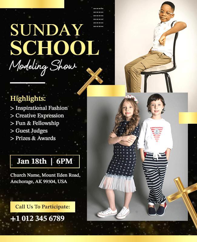 Sunday School Fashion Modeling Show Flyer Template