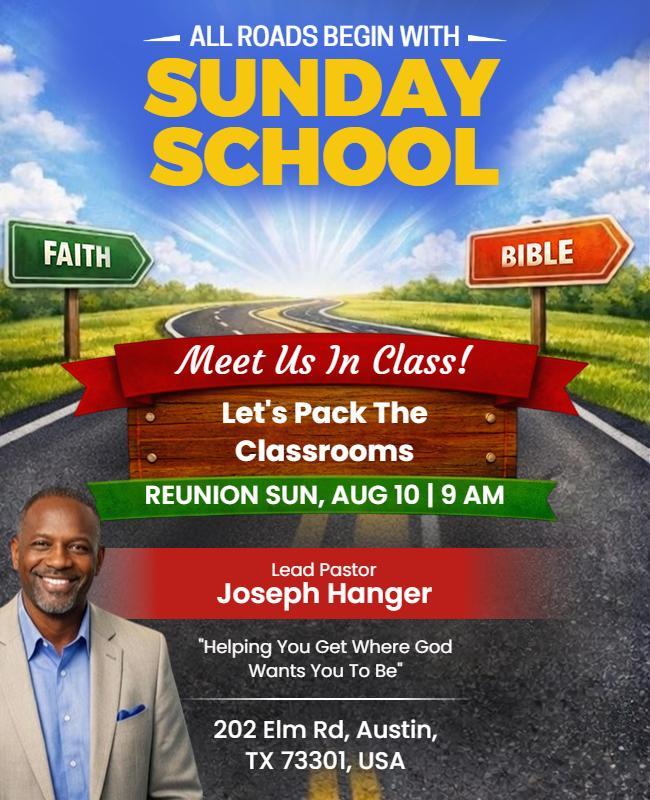 Sunday School Reunion Church Event Flyer Template