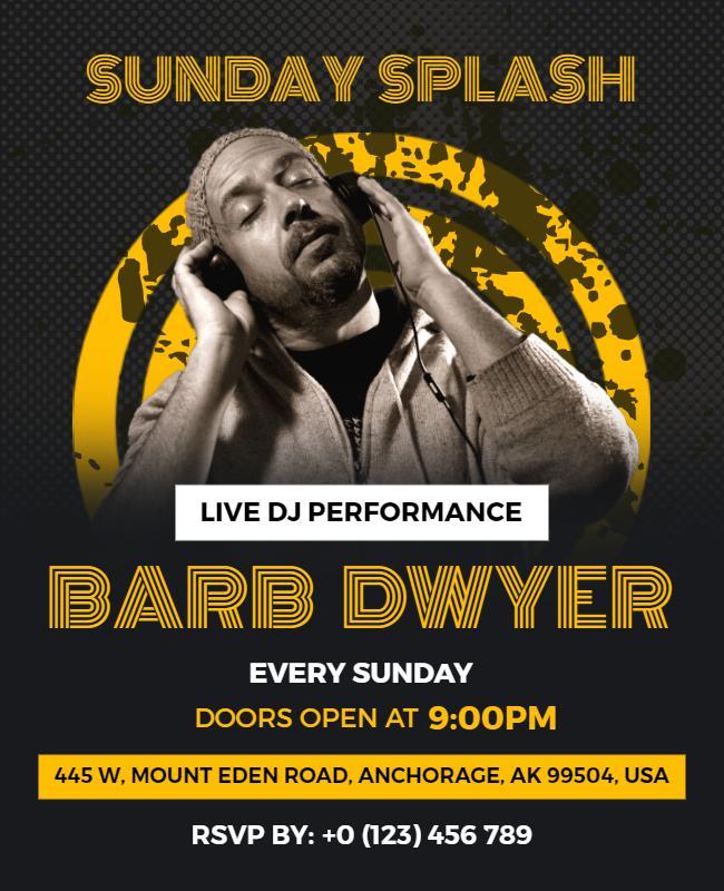 Sunday Splash Dj Performance Event Flyer Template