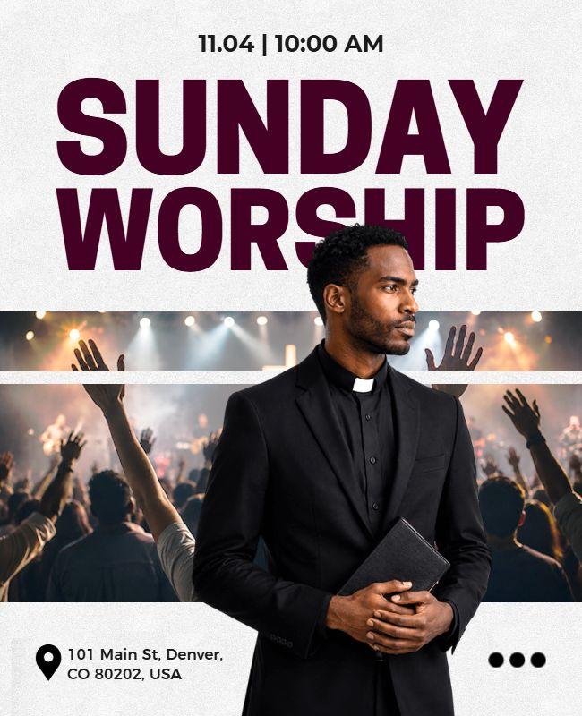 Sunday Worship Service Event Poster Template