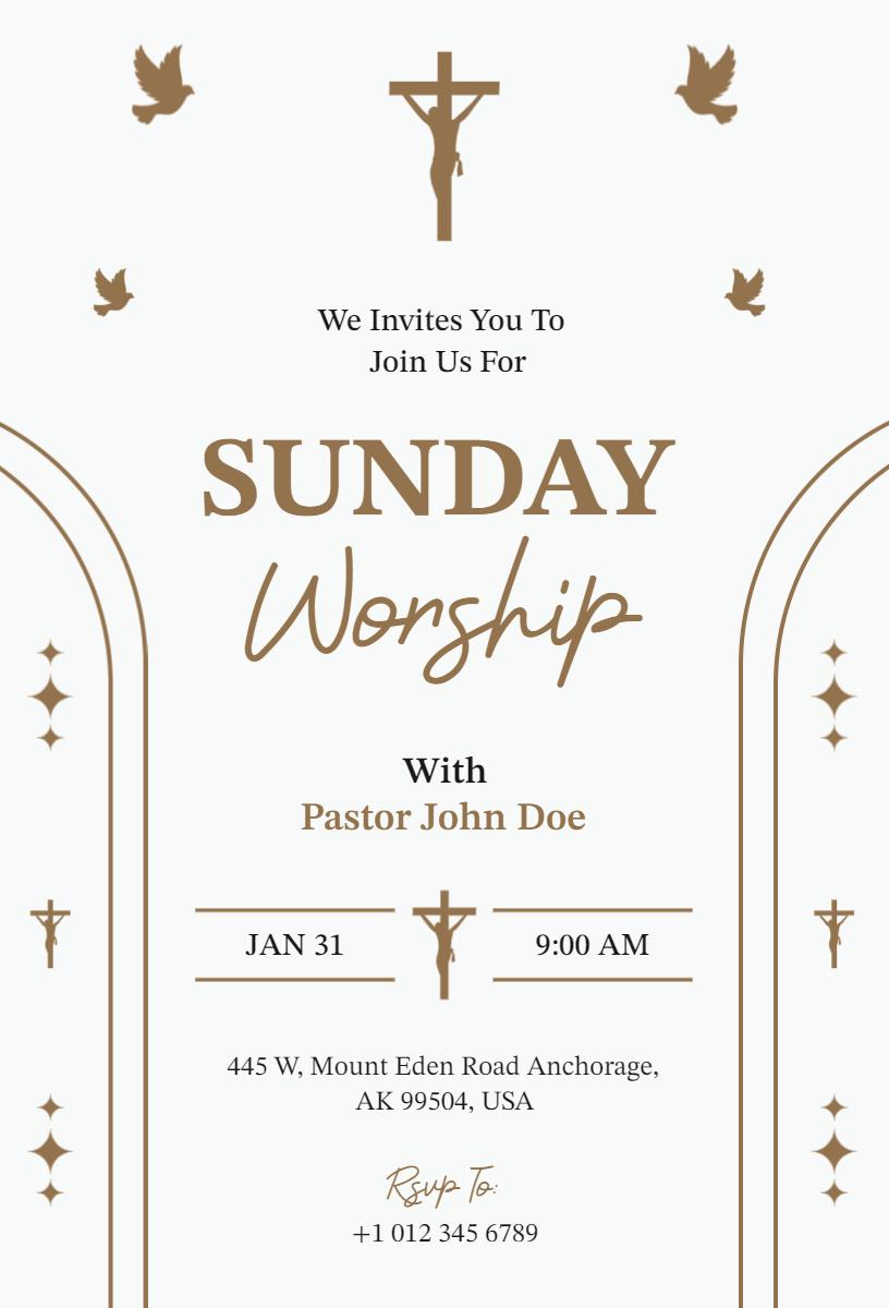 Sunday Worship Service Holy Gathering Invitation Template