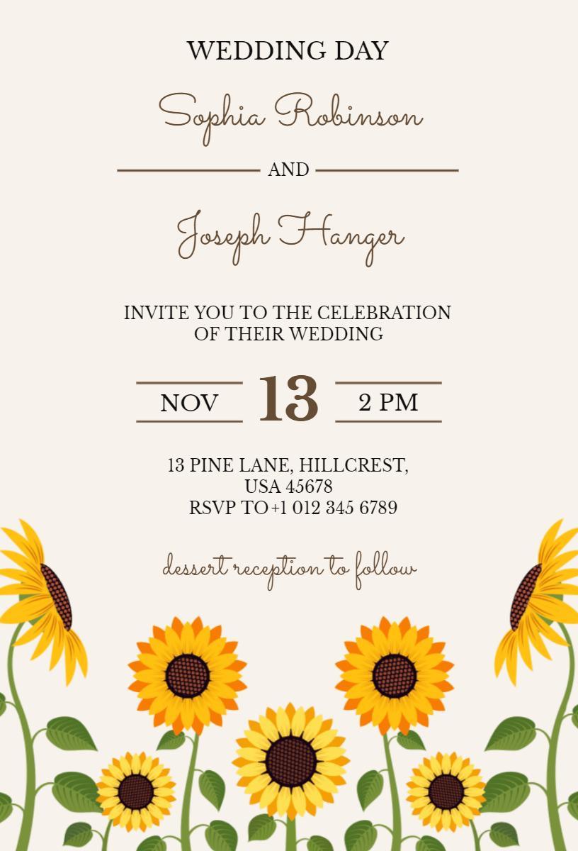 Sunflower Delight Floral Wedding Celebration Invitation Template