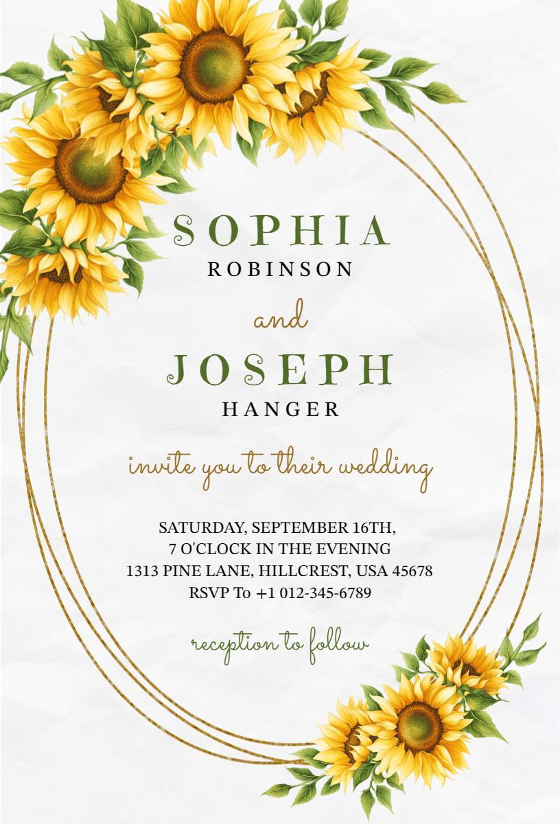 Sunflower Delight Floral Wedding Ceremony Invitation Template