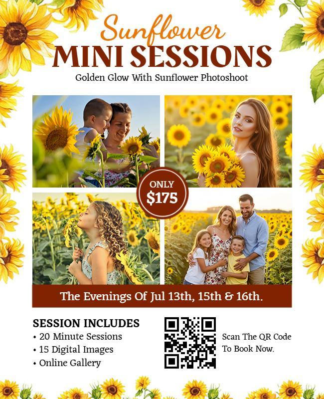 Sunflower Photoshoot Mini Sessions Flyer Template