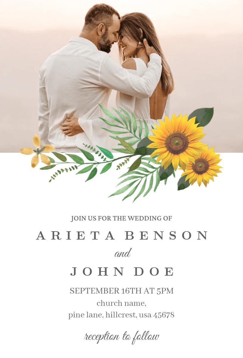 Sunflower Soft Photography Elegant Wedding Invitation Template