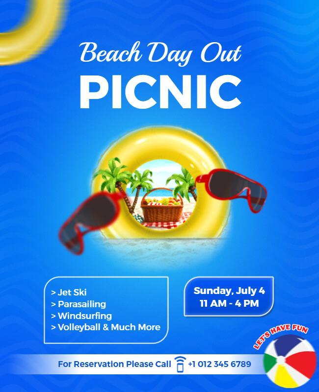 Sunny Beach Picnic Event Flyer Template