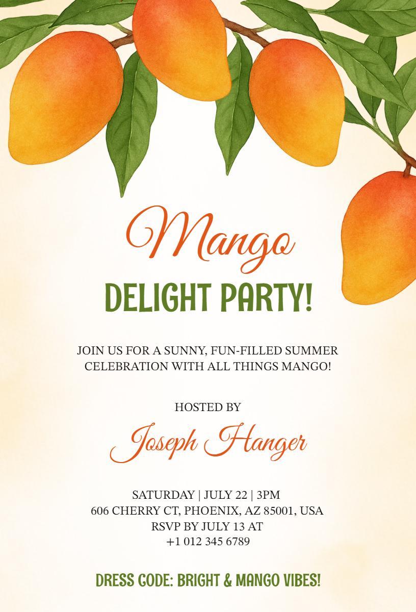 Sunny Mango Delight Summer Party Invitation Template