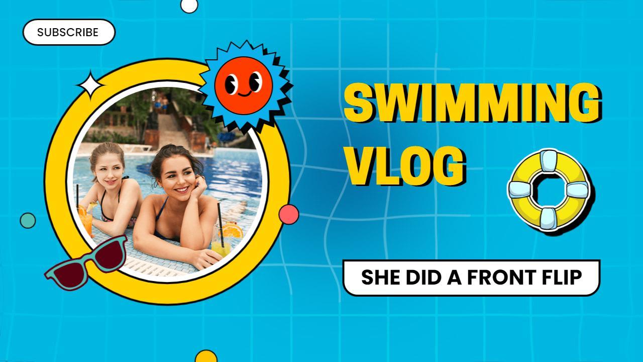 Sunny Pool Day Swimming VLog YouTube Thumbnail Template