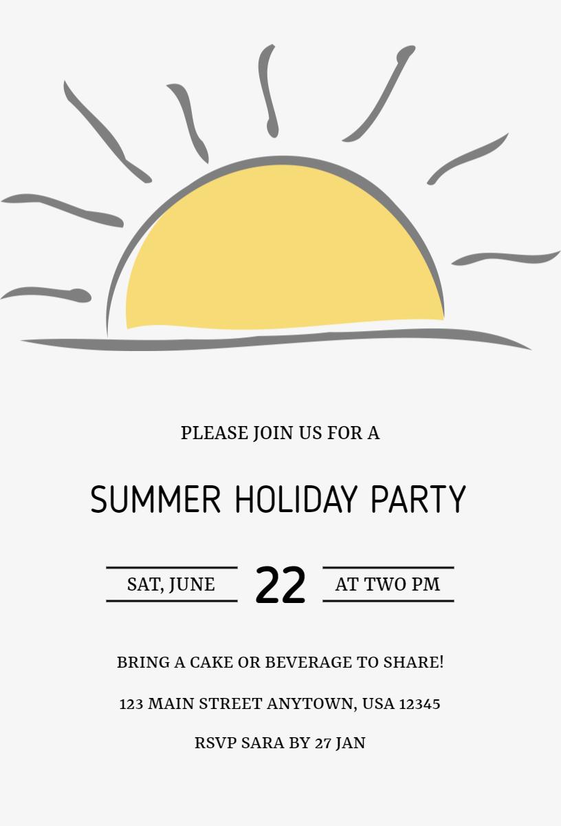 Sunny Summer Festive Holiday Party Invitation Template