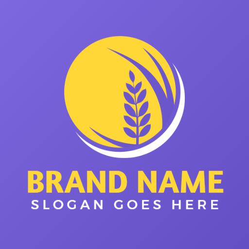Sunny Yellow and Purple Fields of Rice Logo Template
