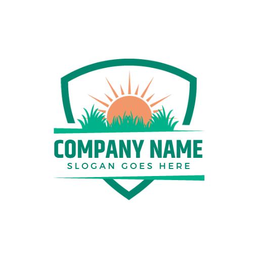 Sunrise Over Lush Green Grass for Lawn Care Services Logo Template