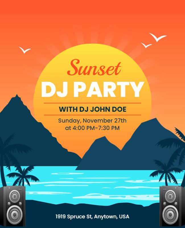 Sunset Beach Dj Party Flyer Template