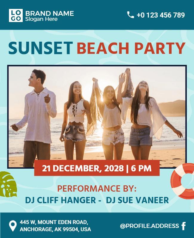 Vibrant Sunset Beach Party Celebration Flyer Template