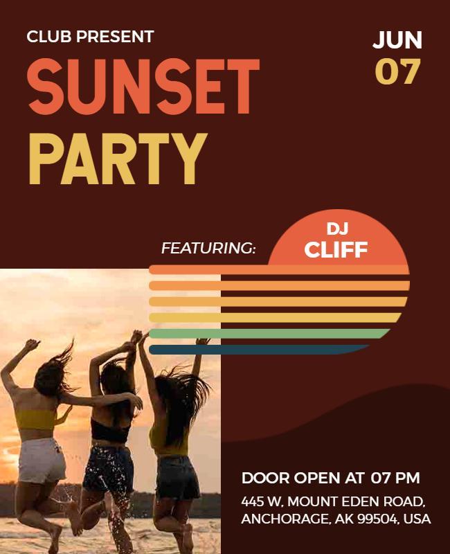 Sunset Beach Party Dj Event Flyer Template