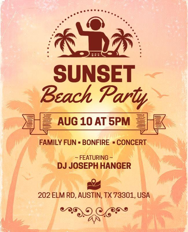 Sunset Beach Party Event Flyer Template