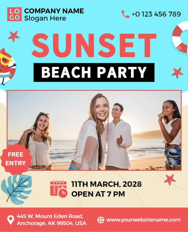 Sunset Beach Party Gathering Flyer Template