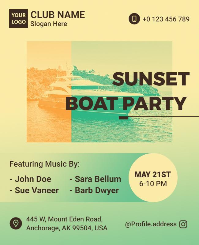 Sunset Boat Party Event Flyer Template