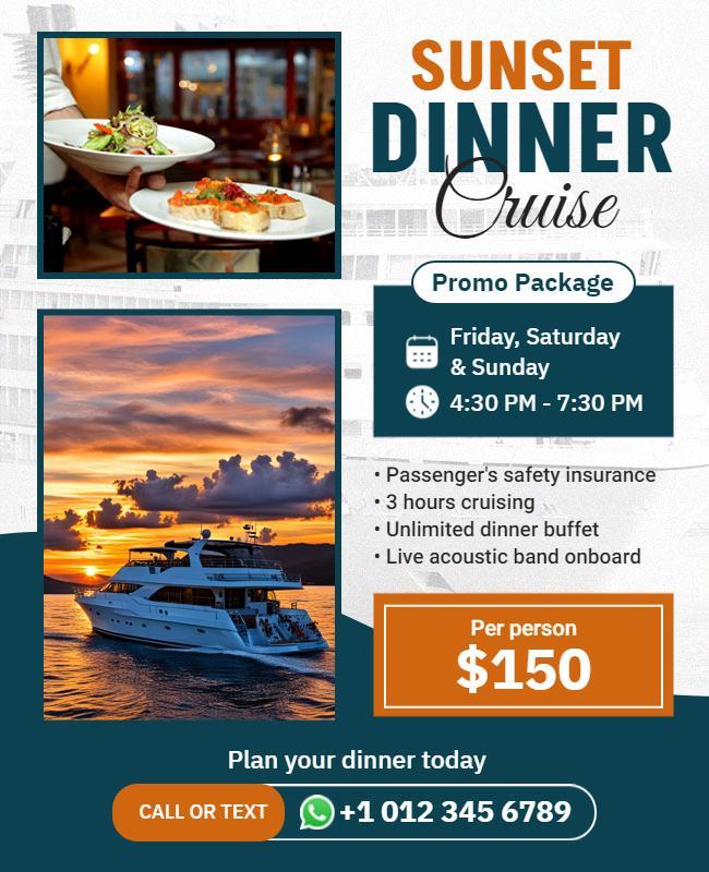 Sunset Dinner Cruise Promotional Flyer Template