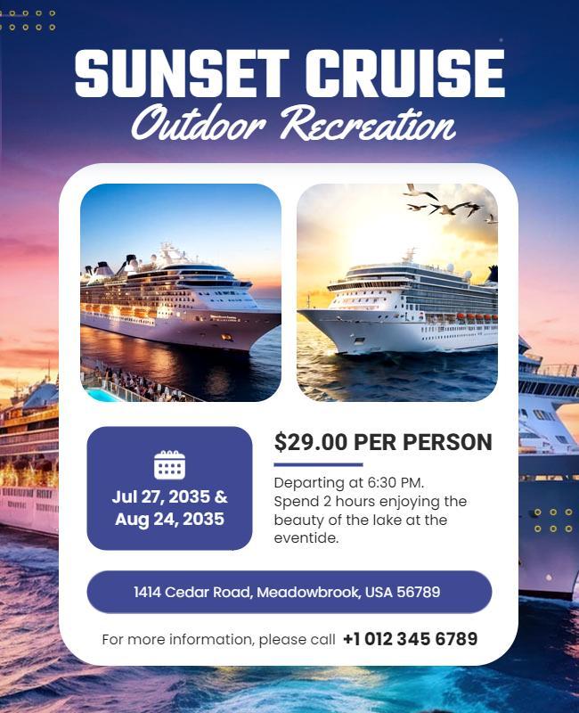 Sunset Lake Cruise Adventure Flyer Template