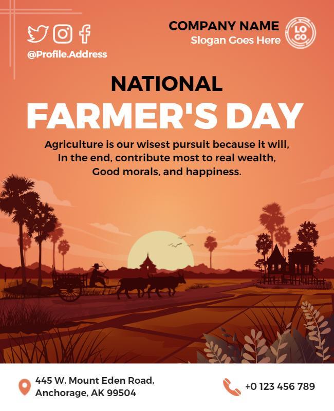 Sunset Landscape Theme for National Farmer's Day Poster Template