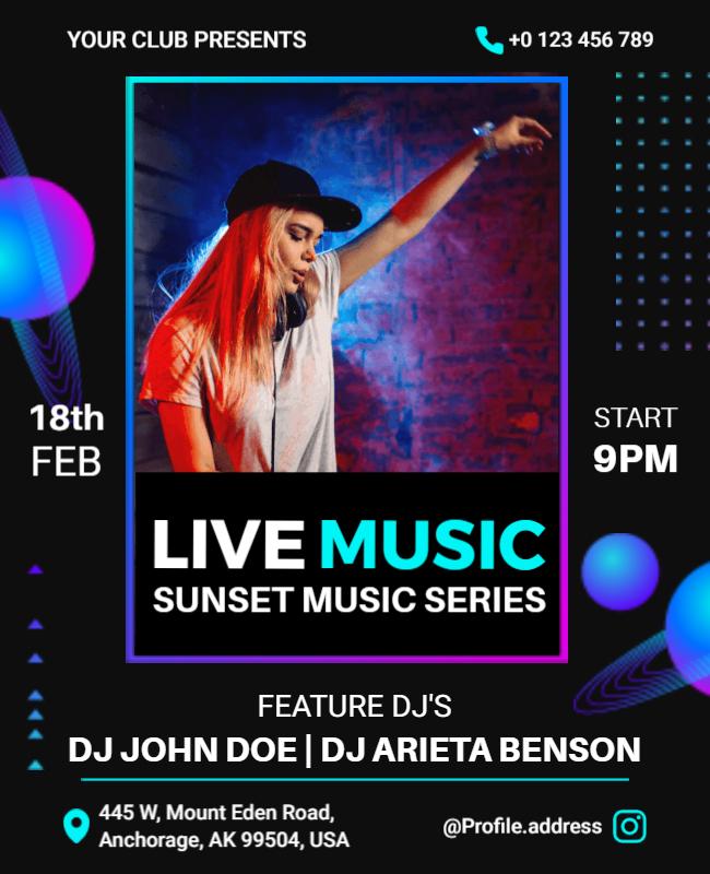 Sunset Music Series Live Dj Event Flyer Template