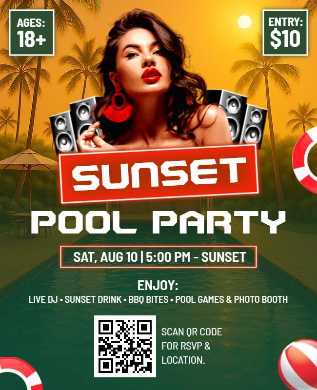 Sunset Pool Party Event Flyer Template