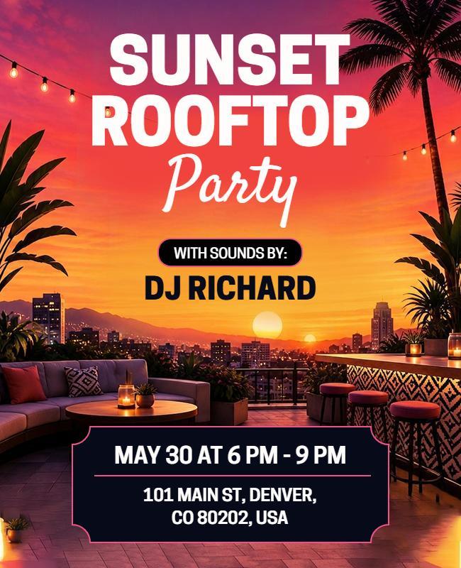 Sunset Rooftop Party Event Flyer Template