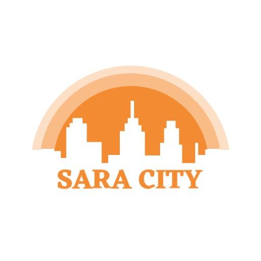 Sunset Silhouette of Urban Skyline in Sara City Logo Template