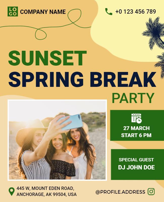 Sunset Spring Break Party Event Flyer Template